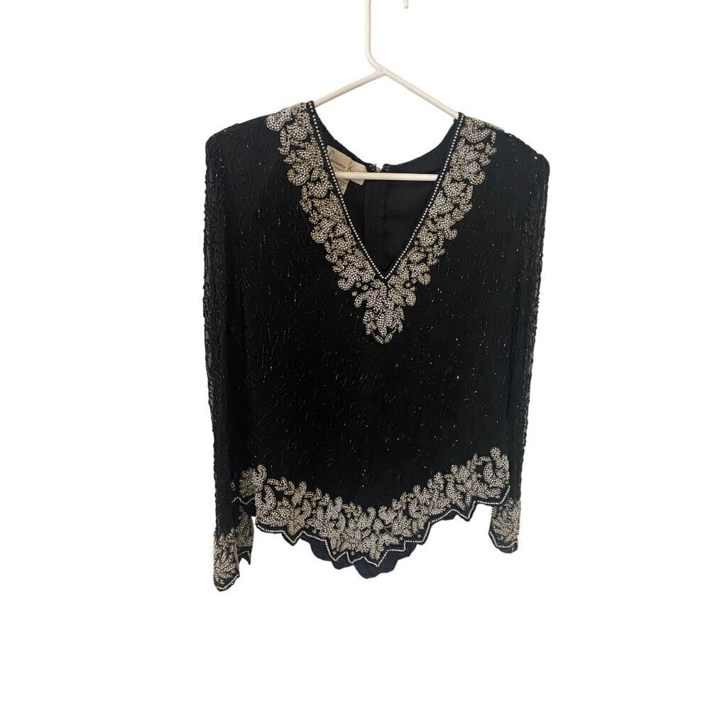 Vintaage Lawrense Kazar Women's Half Sleeve Beaded Half Sleeve Blouse - XL